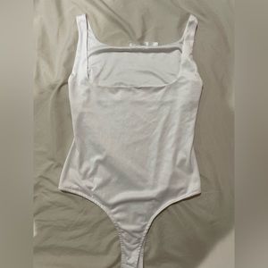 White square neck bodysuit